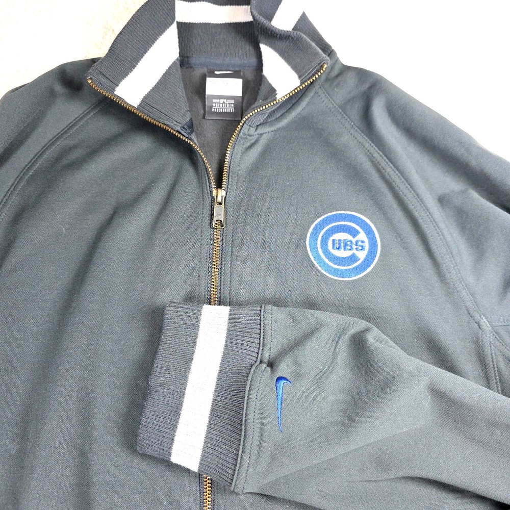 Genuine Merchandise Track Jacket Mens L Gray Chicago Cubs Baseball Long Sleeve